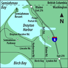 closeup map of Semiahmoo location